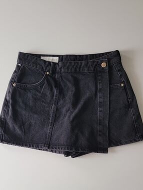 ZARA Black Denim Skort S